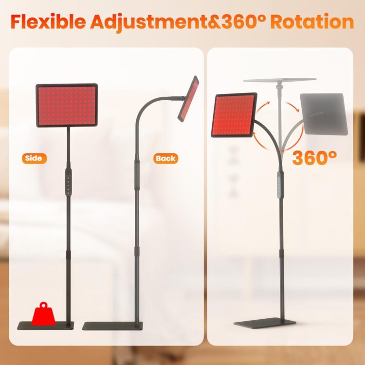 红光治疗灯:鹅颈红外线红光治疗灯带 LED 660nm&850nm 红光疗法适用于面部和身体,远程控制近红外 LED 红光治疗灯设备 - Image 2