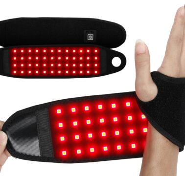 红光治疗近红外光疗包裹带适用于身体,颈部红光疗法带 48 个 LED 灯,用于手部手腕包裹,更快恢复和缓解疼痛,660nm 和 850nm
